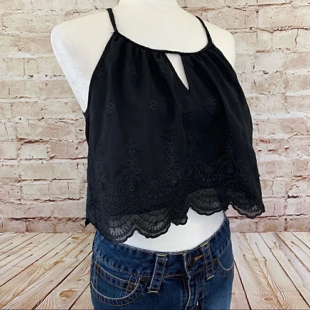 Tobi sleeveless embroidered cropped blouse